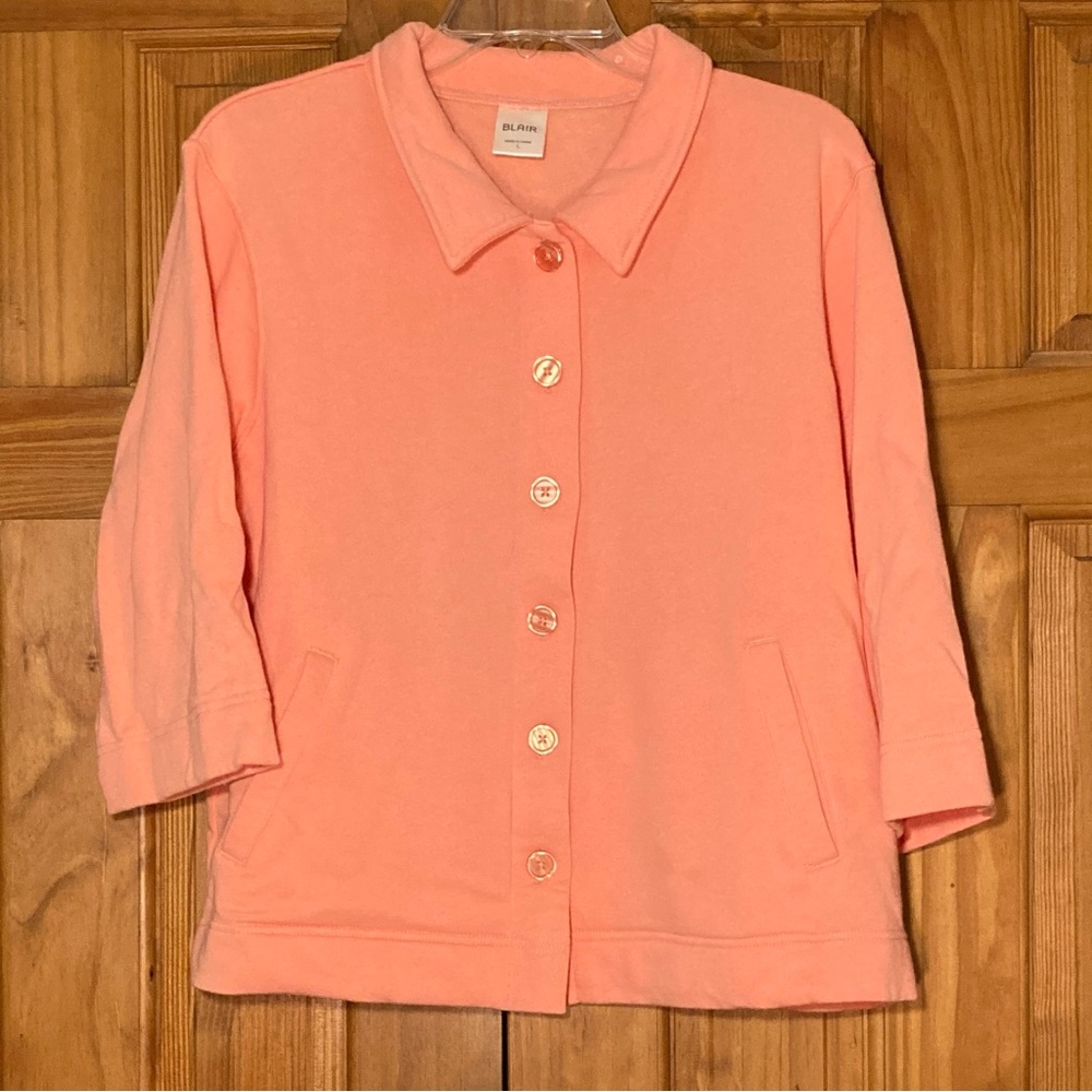 EUC Blair Top 3/4 Sleeve Fleece Blouse Orange Size L Large